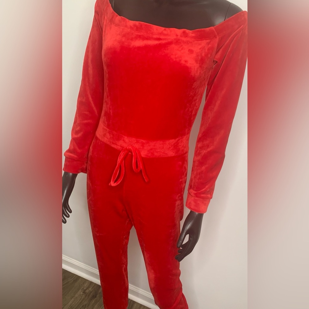 Fashion Nova Red Velvet Jumpsuit